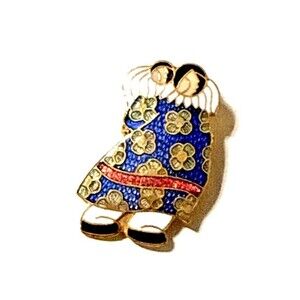 Vintage Barbara Lavallee Cloisonne Enamel Brooch Alaskan Folk Art Pin 1 3/8"